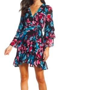 Charles Henry Teal and Fuschia Wrap Dress Size M